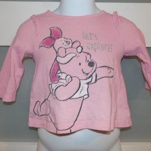 Disney Pooh & Piglet Let's Explore Pink LS T-Shirt Size 6 Months Girl's